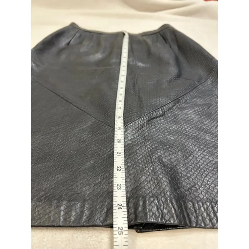 WILSONS Black Genuine Leather Luxe Snake Reptile Textured Skirt Vintage MEDIUM